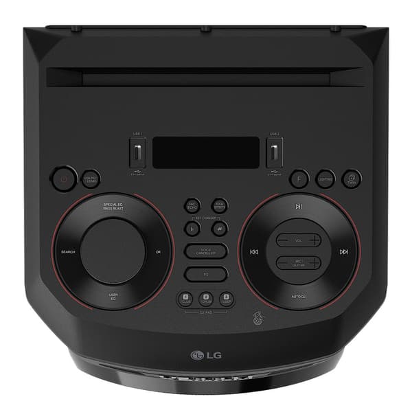 LG XBOOM RNC5, jossa on 300 W:n lähtöteho ja langaton äänenjako