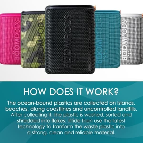 Boompods Beachboom bärbar Bluetooth-högtalare, hållbar och robust i plast kopplad till havet