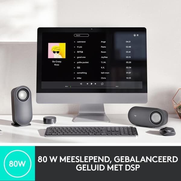 Logitech Z407 - Kaiutinjärjestelmä - PC:lle - 2.1-kanavainen - langaton - Bluetooth - USB - 40 wattia (yhteensä) - grafiitinharmaa (980-001348)
