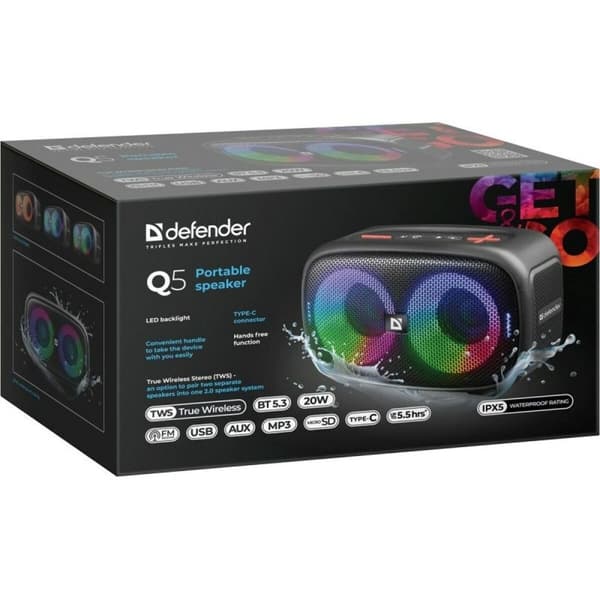 Kannettavat Bluetooth-kaiuttimet Defender 65305 Musta 20 W