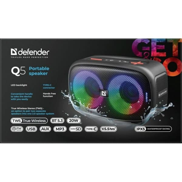 Bærbare Bluetooth-højttalere Defender 65305 Sort 20 W