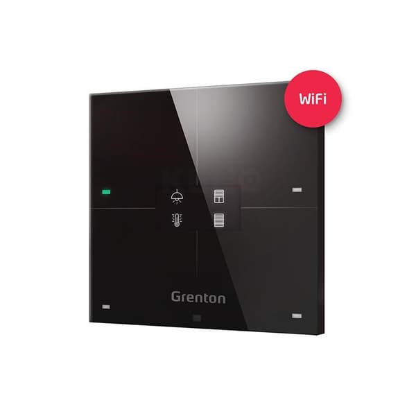 GRENTON SMART PANEL/ 4 TOUCH-OMRÅDER/ OLED-DISPLAY/ WI-FI/ SORT GLASFRONT