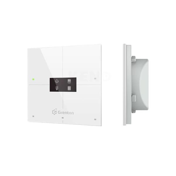 GRENTON SMART PANEL/ 4 TOUCH-OMRÅDER/ OLED-DISPLAY/ TF-BUS/ HVID GLASFRONT