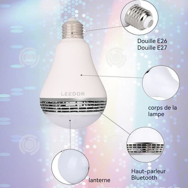 Bluetooth-högtalare - INNOVTEC - LED-lampa 8W - Trådlös fjärrkontroll - Väckningsfunktion - Dimbar