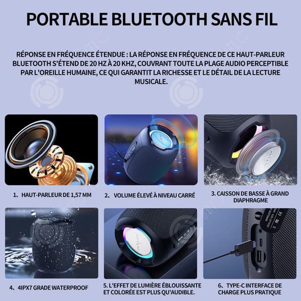 INN Bluetooth-högtalare 3600 mah med Bluetooth 5.3 Bärbar vattentät högtalare för hemmet Utomhuscykling Resa Fotvandring Kväll