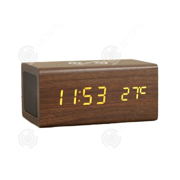 INN LED digital väckarklocka 54,5x39x27,5cm väckarklocka trådlös laddning bluetooth högtalare, minne, röststyrning, temperaturfunktion