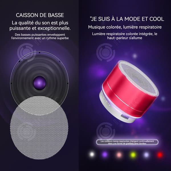 INN Bluetooth-högtalare Aluminiumlegering Mini-högtalare Plug-in-kort Trådlös LED-ljus Present Subwoofer