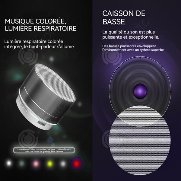 INN Bluetooth-högtalare Aluminiumlegering Mini-högtalare Plug-in-kort Trådlös LED-ljus Present Subwoofer