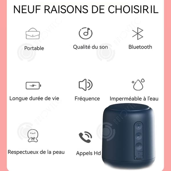 INN Blå mini bärbar högtalare, bärbar utomhus Bluetooth-högtalare, trådlös, vattentät och dammtät, snabbladdning, dekoration