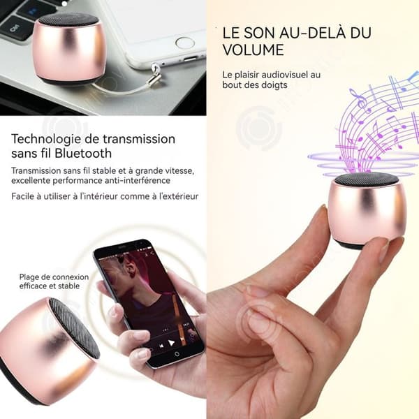 INN Bärbar högtalare Bluetooth-högtalare Mini Metallmaterial Bärbar utomhus Rose Gold Trådlös Kraftfull basljus