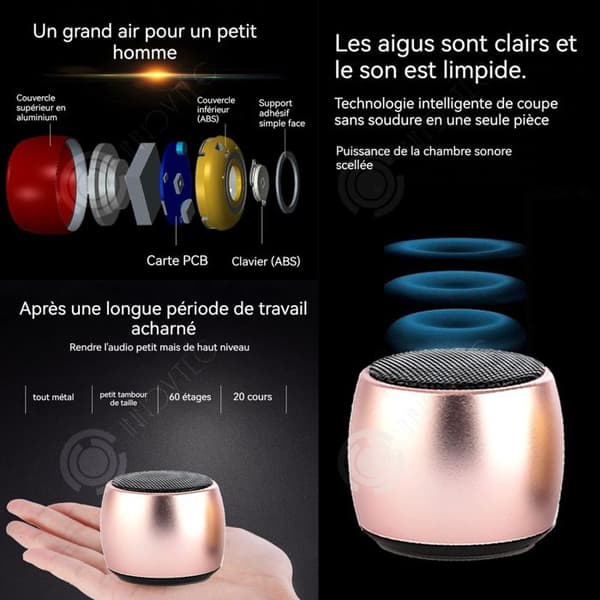 INN Bärbar högtalare Bluetooth-högtalare Mini Metallmaterial Bärbar utomhus Rose Gold Trådlös Kraftfull basljus