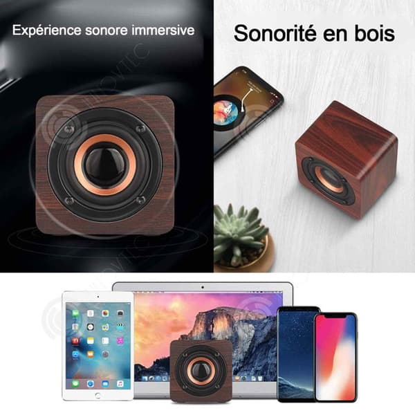INN Bluetooth 5.0 högtalare mini trä trådlös Bluetooth-högtalare helt kompatibel med smarta enheter Mahogny