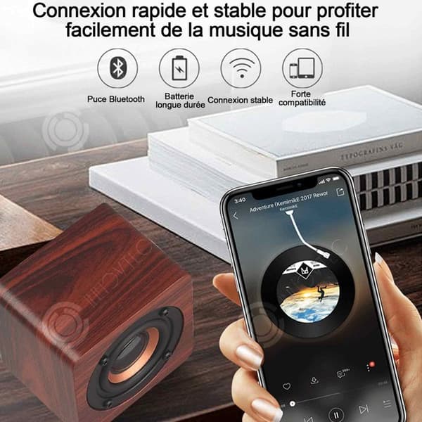 INN Bluetooth 5.0 högtalare mini trä trådlös Bluetooth-högtalare helt kompatibel med smarta enheter Mahogny