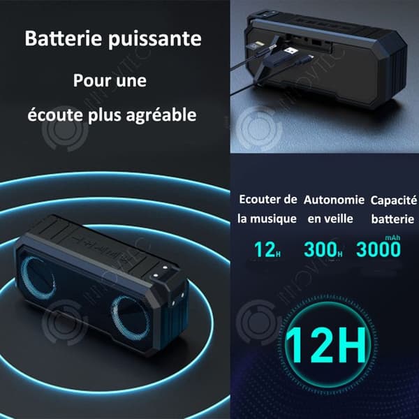 INN Trådlös Bluetooth-högtalare Färgglad självlysande subwoofer-högtalare Vattentät Outdoor Power Bank Shock Super Bass