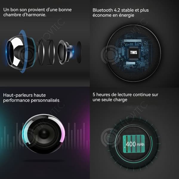 INN Bluetooth-högtalare Stereohögtalare 1 par med kraftfull bas minihögtalare Laddning med stativ Skrivbordsplacering