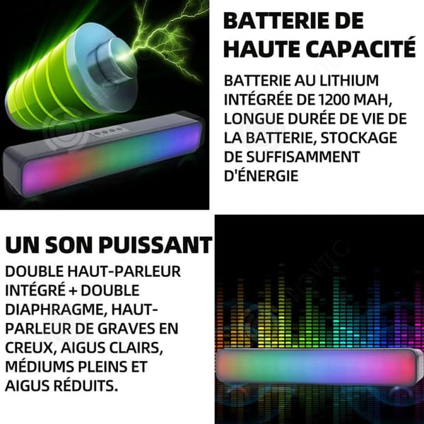 INN Bluetooth-högtalare Dubbel trådlös högtalare Bluetooth-ljud 3w USB 100HZ-20KHZ Färgglada lampor 382x77x65mm 1200ma batteri