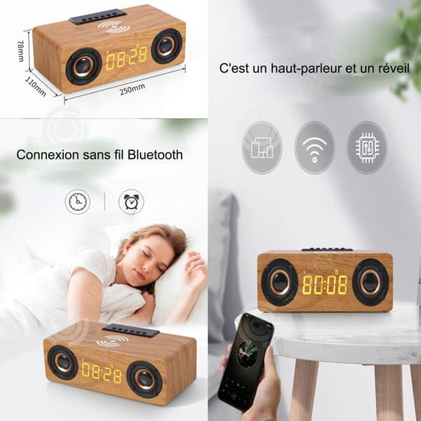 INN 10w trådlösa bluetooth-högtalare i trä stöder TF-kort bluetooth och smart och kompatibel aux-uppspelning