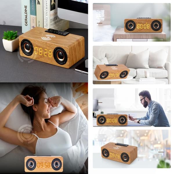 INN 10w trådlösa bluetooth-högtalare i trä stöder TF-kort bluetooth och smart och kompatibel aux-uppspelning