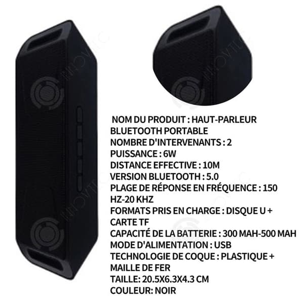 INN Bluetooth-högtalare dubbla högtalare 6w-anslutning 5.0 bluetooth plug-in multifunktions ministereo effektivt avstånd 10m Svart