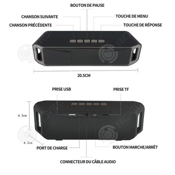 INN Bluetooth-högtalare dubbla högtalare 6w-anslutning 5.0 bluetooth plug-in multifunktions ministereo effektivt avstånd 10m Svart