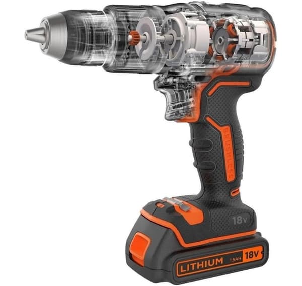 BLACK & DECKER, 18V borrmaskin med 2x2,0 Ah batterier, BCD383D2XK-QW