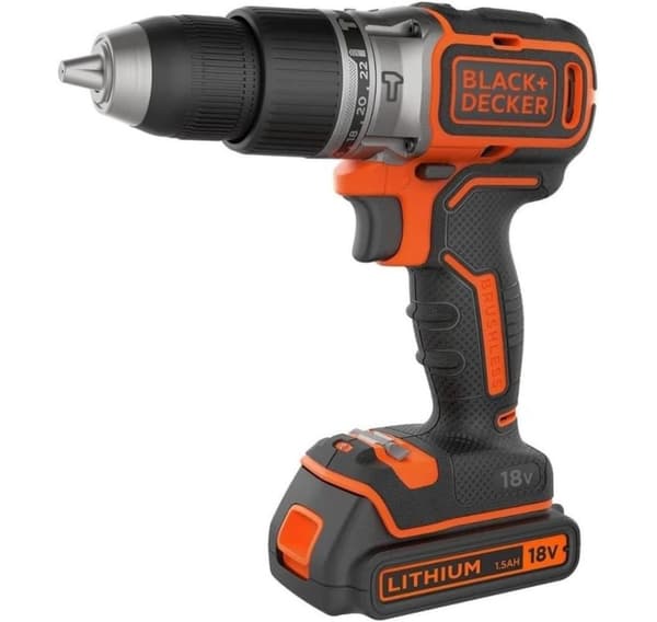 BLACK & DECKER, 18V borrmaskin med 2x2,0 Ah batterier, BCD383D2XK-QW