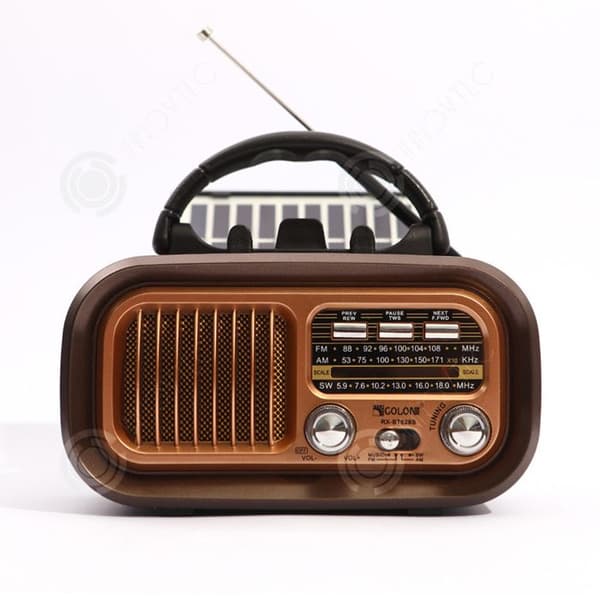 INN Solcellsdriven Bluetooth-högtalare retro USB/tf/bluetooth bärbar stereo högtalare med kraftig bas och transporthandtag