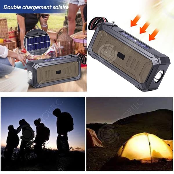 INN Solarbatteri bluetooth högtalare med ficklampa, bluetooth 5.3, stereo med kraftfull bas USB/TF/Bluetooth