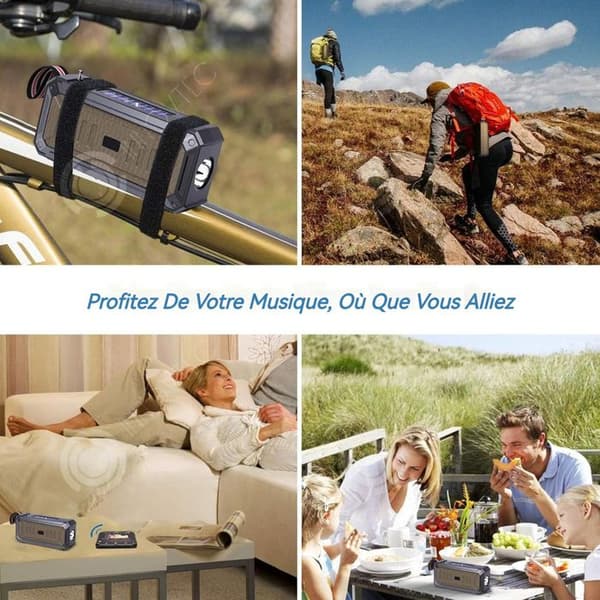 INN Solarbatteri bluetooth högtalare med ficklampa, bluetooth 5.3, stereo med kraftfull bas USB/TF/Bluetooth