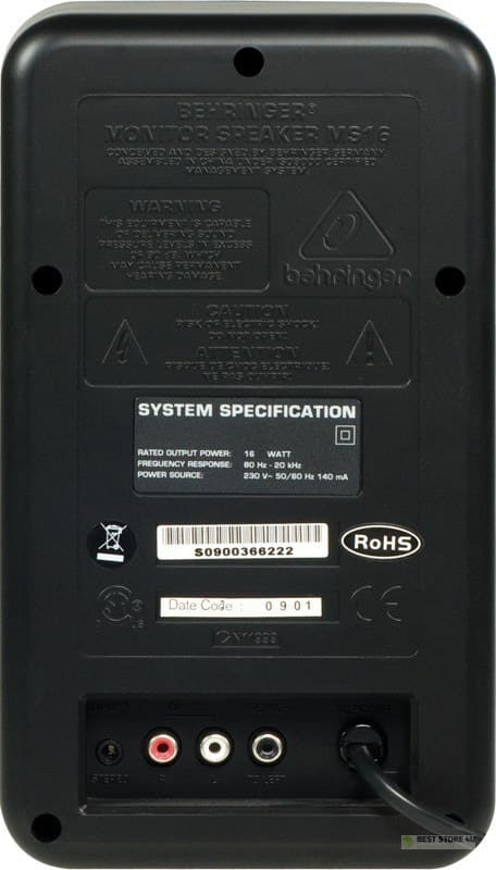 Behringer MS16 2-vejs højttaler Sort Ledningsført 16 W