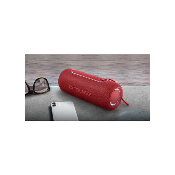 MUSE M-780 BTR trådlös högtalare röd med 20 W ström, Bluetooth och USB-C-anslutning, damm- och vattentäthet