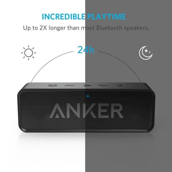 ANKER SoundCore Stereo Bluetooth Bärbar högtalare - 24h lång batteritid - Handsfree-funktion - Svart