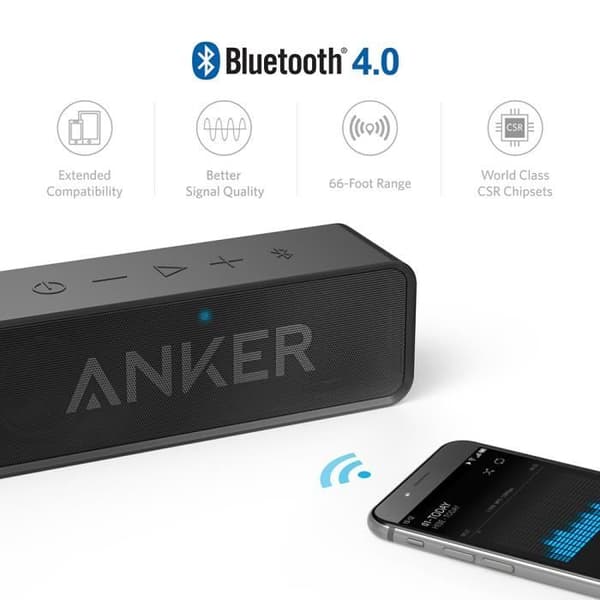 ANKER SoundCore Stereo Bluetooth Bärbar högtalare - 24h lång batteritid - Handsfree-funktion - Svart