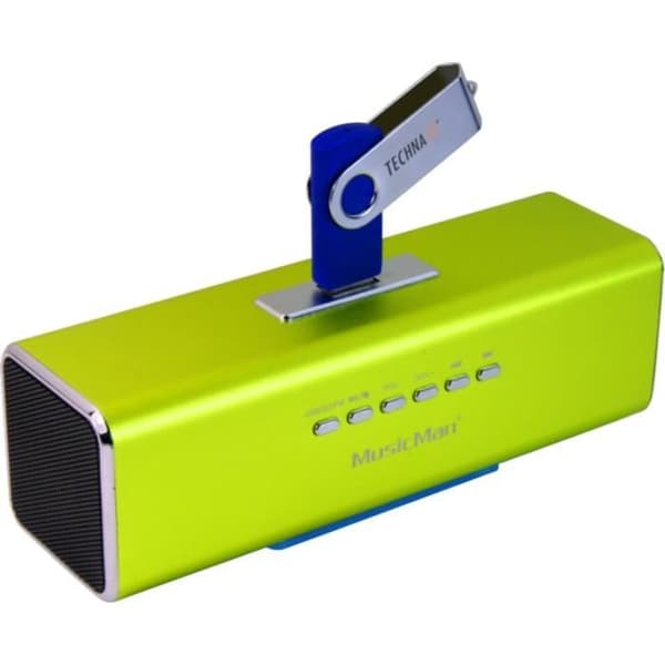 MUSICMAN MA SOUNDSTATION bärbar högtalare - Grön - Micro SD-kortplats och USB-port - Integrerat batteri