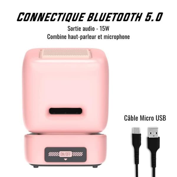 Divoom Ditoo Mic Pink Karaoke bluetooth-högtalare med 15W Pixel-skärm