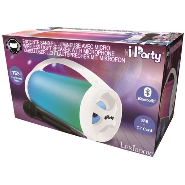 Ljusstark bärbar Bluetooth®-högtalare med iParty®-mikrofon