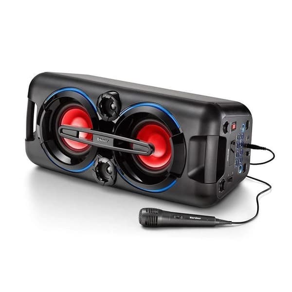 Karcher Party-högtalare Bluetooth-högtalare med LED och FM-radio 2 x 22 W RMS - Bass Boost med mikrofon Svart - PS