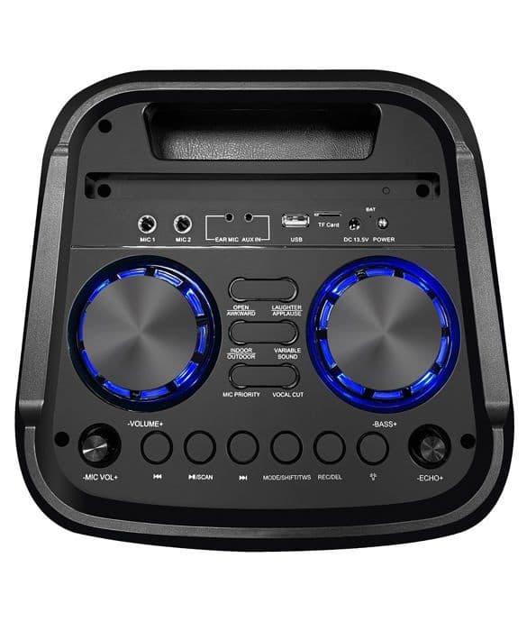 Sytech Ledflow Series Speaker, 2 x 6,5", 60 W, RM, RGB Flame, Uppladdningsbar, USB, TF, FM, TWS