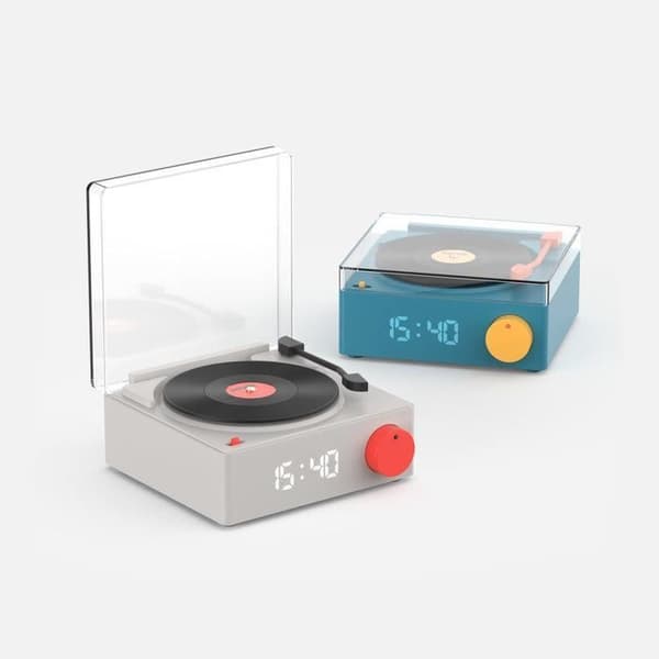 Bluetooth-högtalare VS-80 Retro skivspelare Look 5W med väckarklocka rörlighet ombord blå