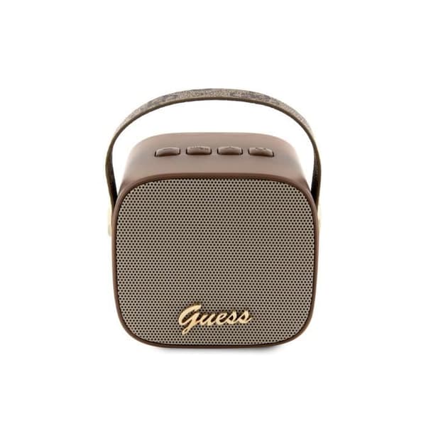 Kompakt 5W Bluetooth 5.3-högtalare med läderrem 4G Guess Pattern Brown