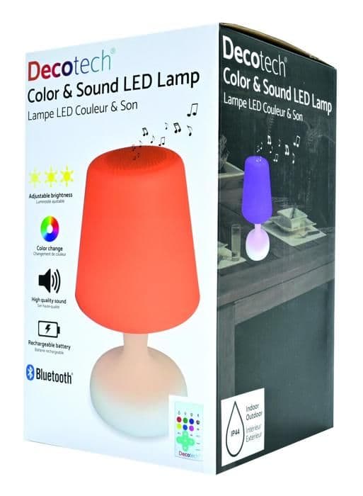 Vattentät flerfärgad Bluetooth®-högtalare i form av en bordslampa LED-teknik och fjärrkontroll