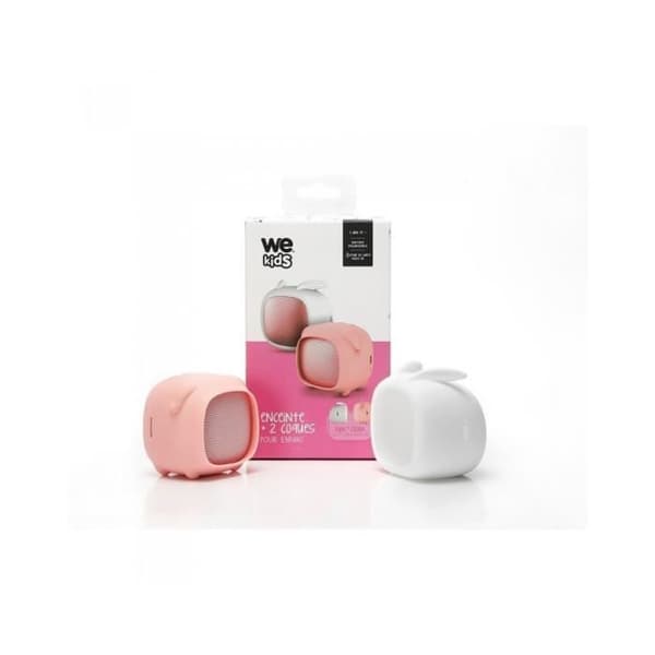 Paket Bluetooth-högtalare flicka 2 utbytbara skal kanin/gris Rosa