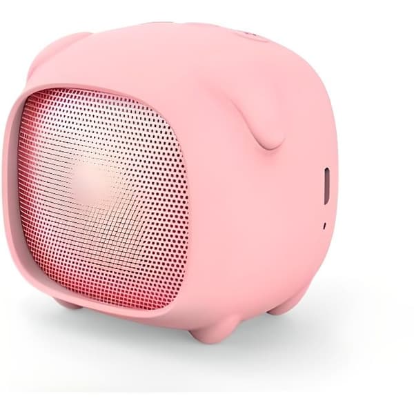Paket Bluetooth-högtalare flicka 2 utbytbara skal kanin/gris Rosa