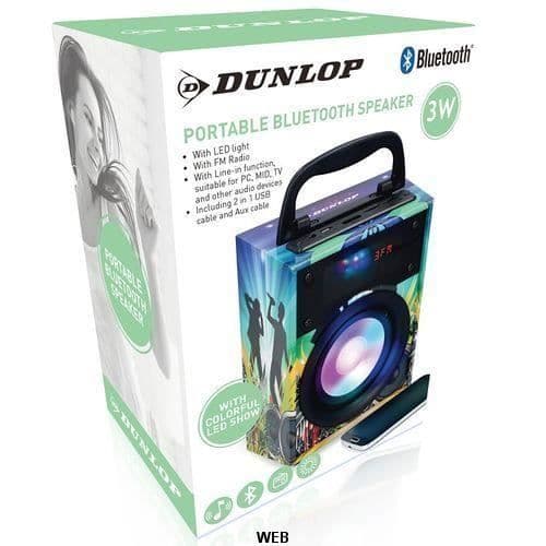 Bluetooth Högtalare med LED Ljus Effekt Bärbar USB Aux MP3 Dunlop