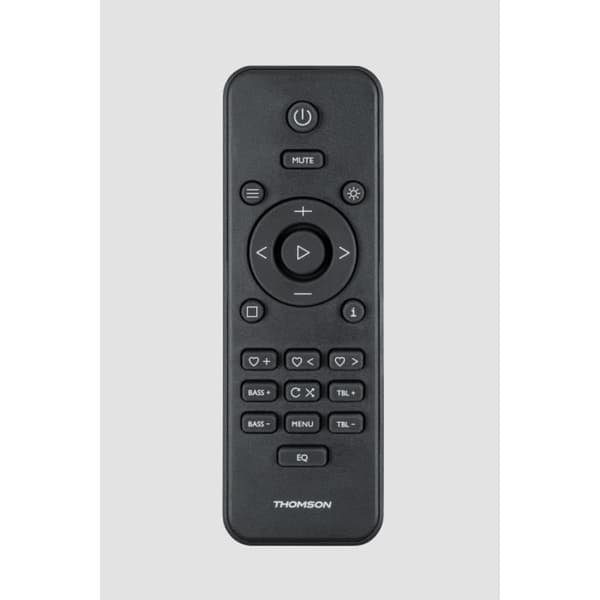 Bluetooth mikrosystem - THOMSON - Træ/Sort - FM-radio/DAB+/CD/MP3/USB/Induktion, 75W, LCD-display, fjernbetjening, strømforsyning. 230V