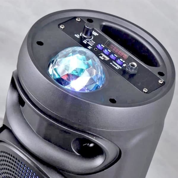 INOVALLEY KA02 BOWL - 400W Bluetooth-lyshøjttaler - Karaoke-funktion - Flerfarvet LED-kaleidoskopkugle - USB-port, Micro SD