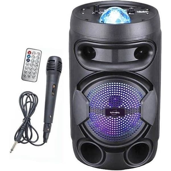 INOVALLEY KA02 BOWL - 400W Bluetooth-lyshøjttaler - Karaoke-funktion - Flerfarvet LED-kaleidoskopkugle - USB-port, Micro SD