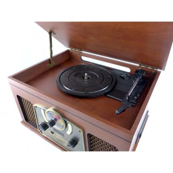 INOVALLEY RETRO10E-BTH-N - Retro HiFi-system - Bluetooth-anslutning, USB, Vinyl, CD, Kassett, FM-radio, Aux-ingång - Åldersträ