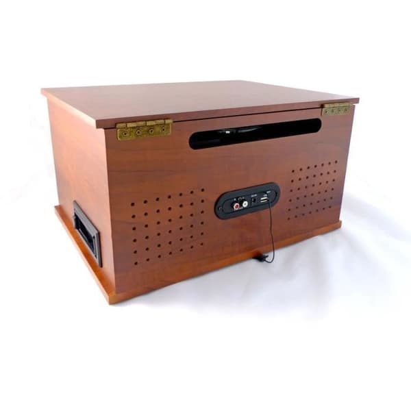 INOVALLEY RETRO10E-BTH-N - Retro HiFi-system - Bluetooth-anslutning, USB, Vinyl, CD, Kassett, FM-radio, Aux-ingång - Åldersträ