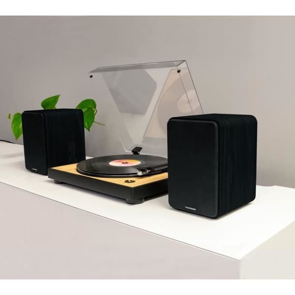 THOMSON WS600DUO - Set med 2 högtalare med trälåda - 100W - Bluetooth 5.0 - 2 RCA-utgångar - Svart